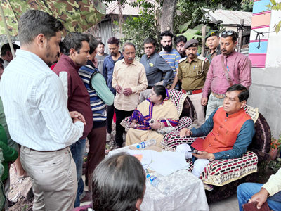 Mayor of Agartala Municipal Corporation (AMC) Dipak Majumder chairs a meeting of locals near Prabhu Bari on December 20 during an eviction drive.
